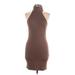 Shein Casual Dress - Bodycon: Brown Solid Dresses - Women's Size Large