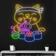 Lucky Cat Eating Sushi Neon Sign Lampe LED Décoration murale Nourriture japonaise Chambre