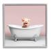 Stupell Industries Pastel Piglet in Bathtub by Roozbeh Single Picture Frame Print on Canvas in Pink | 12" H x 12" W | Wayfair ba-613_wfr_12x12