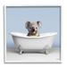 Stupell Industries Baby Koala in Bathtub by Roozbeh Single Picture Frame Print on Canvas in Blue | 17" H x 17" W | Wayfair ba-610_fr_17x17