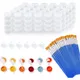 20 Strips 120 Pots Empty Paint Pots Strips Mini Clear Storage Containers and 20 Pcs Paint Brushes
