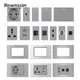 Gray Wall Socket Modules Functions Glass Metal Cover Plates Italian EU Outlets RJ45 Cat5e HDMI USB