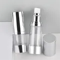 30/50ml Silver Vacuum Spray Bottle Lotion Bottle Transparent Essence Bottle Empty Body Airless Pump