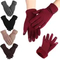 Women Winter Warm Gloves Touch Screen Gloves Thicken Fleece Lined Elastic Thermal Mittens Driving