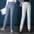Women's Formal Suit Pants Comfortable Stretch Elastic Waist Straight Pants with Pocket Work Pants