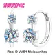 HORRIPAL 1.3CTTW Full Moissanite Hoop Earrings S925 Sterling Silver Round Cut Earrings Birthday