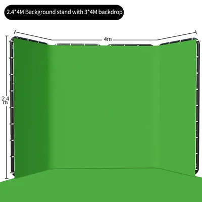 SH 2.4x4M Background Stand Frame With 2.35x3.6M Special Green Gray Black White Cloth Screen Photography Background Support