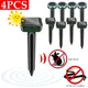 4Pcs Solar Pest Repeller Ultrasonic Animal Repeller Mole Repellent Gopher Vole Snake Rodent Chaser