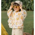 Summer Fashion Lightweight Floral Lovely Baby Girls Coats Hooded Full Zip Kids Sun Suit Top Jackets