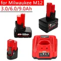 12V Battery 3Ah 6Ah 9Ah Rechargeable Battery For Milwaukee M12 XC Cordless Tools 48-11-2402