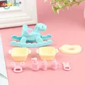 9pcs/set 1/6 Dollhouse Miniature Nursery Accessory Toddler Rocking Horse Toys Milk bottle Pretend