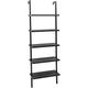 Latitude Run® 5-shelf Wood Bookcase & Bookshelf, Wall Mounted Learning Ladder Display Rack, Black Finish | 72.5 H x 12.01 W x 24.02 D in | Wayfair