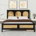 Bay Isle Home™ Skylloura Platform Storage Bed Wood/Wicker/Rattan in Black | 45.7 H x 63 W x 85.4 D in | Wayfair D66BE5F192584C579136B8E8A3B980B3