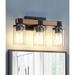 Breakwater Bay Rustic Elegance: 3-Light Farmhouse Bathroom Vanity Light w/ Painted Wood Finish & Bubble Glass Shades | Wayfair