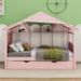 Harper Orchard Kaylynn Wood Full Size House Bed w/ Twin Size Trundle & Storage Wood in Pink | 61.1 H x 56.1 W x 78.7 D in | Wayfair