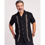 Blair Men's John Blair® Linen Blend Embroidered Shirt - Black - L