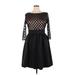 Eliza J Casual Dress - Fit & Flare: Black Print Dresses - Women's Size 14