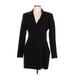 Zara Casual Dress - Sheath Collared Long sleeves: Black Solid Dresses - Women's Size Large