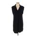 RACHEL Rachel Roy Casual Dress - Shift Plunge Short sleeves: Black Solid Dresses - Women's Size Small