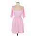 Velvet Torch Casual Dress - Mini Square 3/4 sleeves: Pink Dresses - New - Women's Size Large