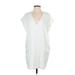 Banana Republic Casual Dress - Mini V Neck Short sleeves: White Solid Dresses - Women's Size X-Small