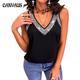 Summer Women's T-shirt Solid Color Bead Piece Sleeveless Vest T-shirt Tops