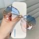 Fashion Women Shades Sunglasses Gradient Cutting Lens Ladies Rimless Metal UV400 Sun Glasses