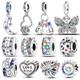 Fit Cartoon 925 Fasion Bracelet 100% 925 Sterling Silver Shining Colorful Zircon Heart Charms Beads Exquisite DIY Jewelry Gift