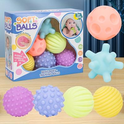 Baby Educational Toys, Soft Rubber Hand Grabbing Ball, Baby Grasping Gnawing Manhattan Tactile Perception Massage Ball Easter Gift