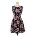 Aqua Casual Dress - A-Line: Black Print Dresses - Women's Size Medium