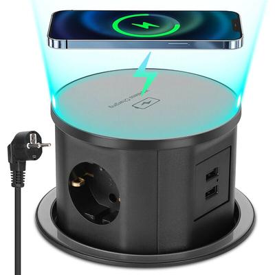 Versenkbare Steckdose Mehrfachsteckdose mit usb, Tischsteckdose Versenkbar 3 Fach mit 2 usb-a, Image