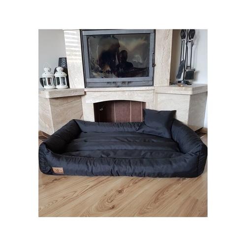 Hundebett schwarz 90x60 cm - waschbares Hundekissen - wasserdichtes Hundebett