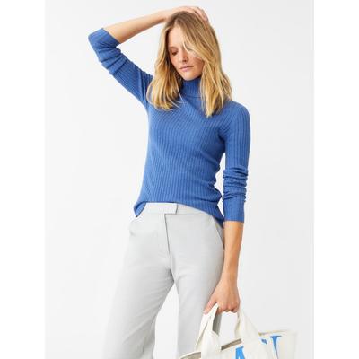 J.McLaughlin Women's Arlette Turtleneck Top Heather Chambray, Size Large | Cotton/Spandex