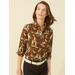 J.McLaughlin Women's Lois Shirt in Plage Royale Brown/Blue/Off White, Size XS | Cotton