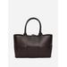 J.McLaughlin Women's Tessare Woven Leather Handbag Dark Brown