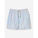 J.McLaughlin Men's Gibson Swim Trunks in Regency Stripe Light Pink/Light Blue, Size Small | Nylon