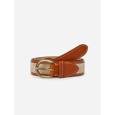 J.McLaughlin Men's Leopold Linen Belt Natural, Size 34 | Cotton/Linen/Leather
