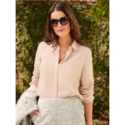 J.McLaughlin Women's Britt Linen Shirt Tan, Size Small