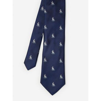 J.McLaughlin Men's Cotton Silk Tie in Sailboat Navy | Cotton/Silk