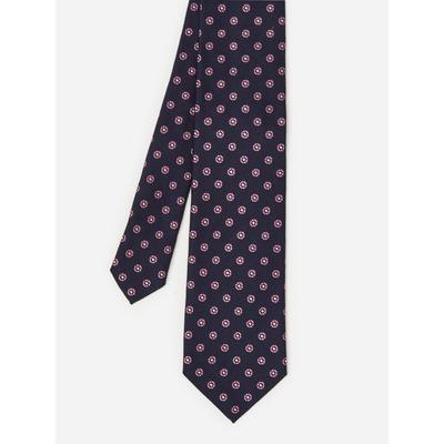 J.McLaughlin Men's Cotton Silk Tie in Micro Daisy Navy/Fuschia Pink | Cotton/Silk