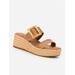 J.McLaughlin Women's Fleur Bamboo Buckle Wedges Cuoio, Size 7.5