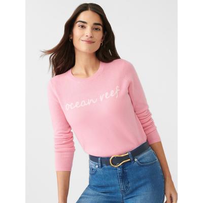 J.McLaughlin Women's Shield Cashmere Sweater in Ocean Reef Pink/White, Size XS