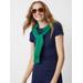 J.McLaughlin Women's Allie Cap Sleeve T-Shirt in Deco Tulip Jacquard Navy, Size Medium | Cotton/Spandex/Catalina Cloth