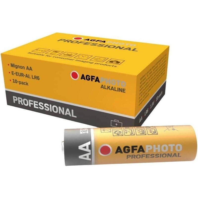 Agfaphoto Alkaline-Batterie, Mignon, Aa, Lr06, 1,5 V Professional, Einzelhandelsverpackung (10er-Pack) Image