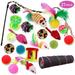 Tripumer 21Pcs Cat Toys Kitten Toy Set Tunnel Interactive Cat Toys Black Rose Straight Through Kitten Tunnel Leopard Print Teasing Stick Fluffy Mouse For Cats Puppies Rabbits