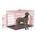 YRLLENSDAN 48inch Dog Crate Extra Large Dog Crate with Divider & Double-Door Dog Kennel Indoor Metal Dog Crate Dog Cage Foldable Dog Crate Pink