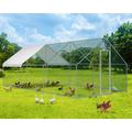 Haverchair Large Chicken Coop Walk-in Outdoor Chicken Run Metal Chicken Coops for 10 Chickens Poultry Cage Dog Kennel Outside with Waterproof and Anti-UV Cover for Yard 236.2 L x 118.1 W x 76.7 H