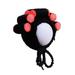Kiskick Adjustable Pet Headgear Adorable Funny Pet Hat Wig with Hair Rollers Elastic Knitted Lace-up Strap Anti-slip Cat Party Cosplay Headdress