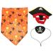 Halloween Pirate Hat Triangle Bandana Set Skeleton Cat Pumpkin Saliva Costumes Apparel Pet Cosplay Kit Dreses Plush