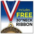 Crown Awards Cornhole Medals - 10 Pack - 2 Gold 3D Cornhole Medal with Red White Blue Neck Ribbon